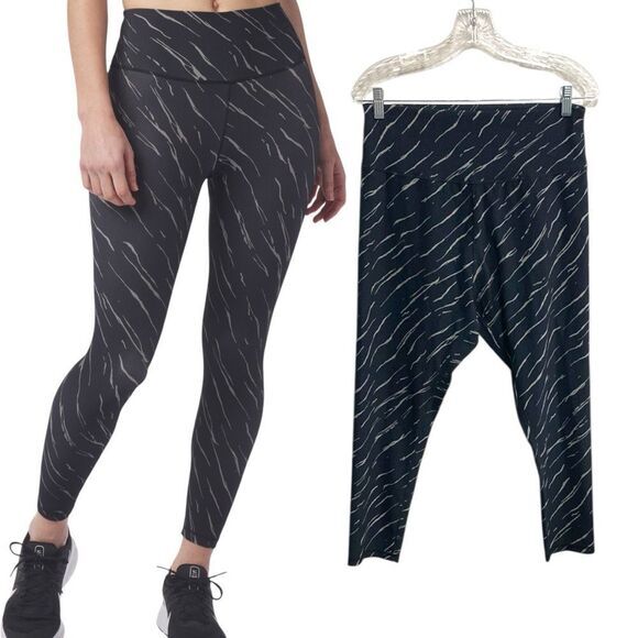 Glyder Sculpt Rib 7/8 Leggings‎ 2X Black Streaking Tiger High Waist Lift Ribbed - Picture 1 of 15